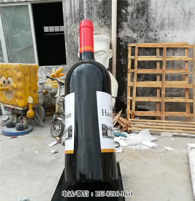 玻璃钢仿真红酒瓶子雕塑